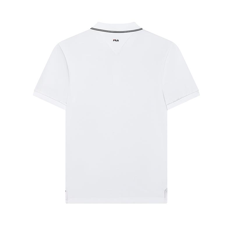 FILA Modern Heritage Simple Solid Color Cool Breathable Versatile Casual Short Sleeve Polo Shirt Men Polo Shirts Standard-White F11M431105FWT