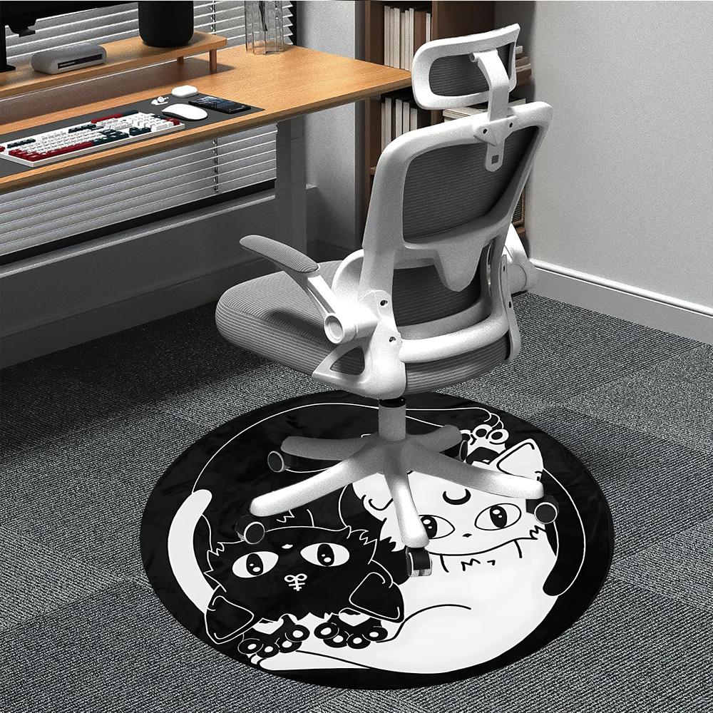 1pc Cat Moon Chair Carpet for Office, Round Non Slip Durable Large Size Office Carpet, Suitable for Office 80cm