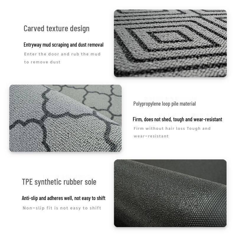 Geometric Anti-Slip Mud Wiping Door Mat - Wear-Resistant Rubber, Polypropylene