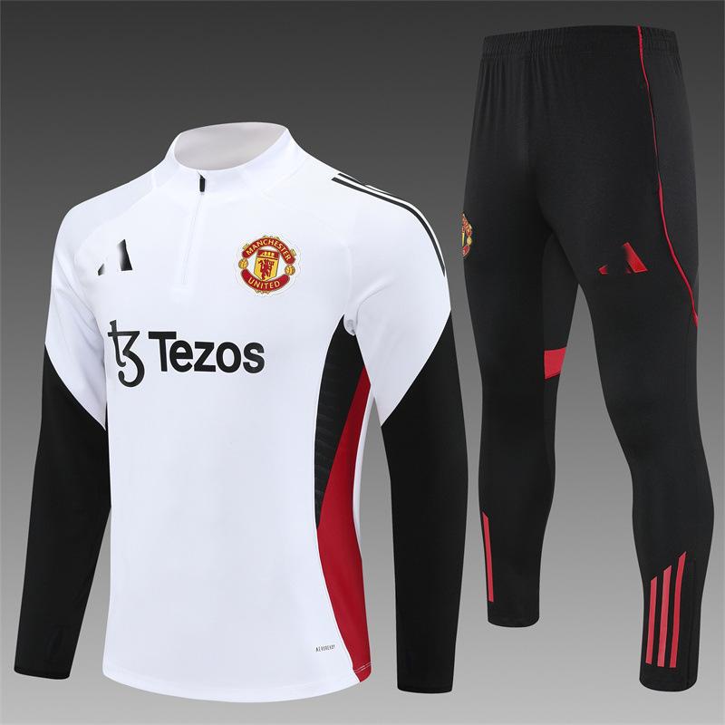 Manchester United Football Suit Custom Autumn And Winter Long-Sleeved Half-Pull Pre-Game Warm-Up Children'S Short-Sleeved Training Suit