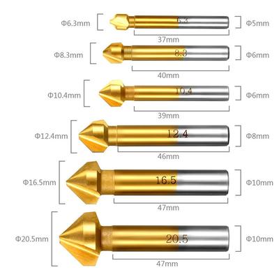 3 Flute Countersink Drill Bit Set 90 Degree HSS Titanium Chamfering Cutter Wood Metal Hole Deburring Trimmer Tools 6.3-20.5MM
