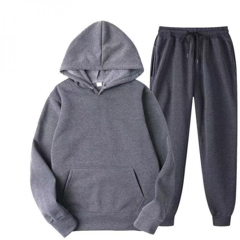 Womens Casual Hooded Sweatshirt Pants Set Winter Warm Fleece Lined Sporty Outfit Korean Style