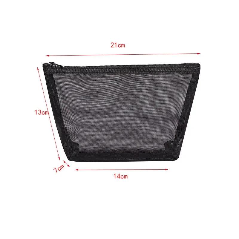 Trousse de maquillage en maille transparente, pochette de rangement décontractée à fermeture éclair, sacs de lavage de toilette, sac de maquillage de voyage pour femmes