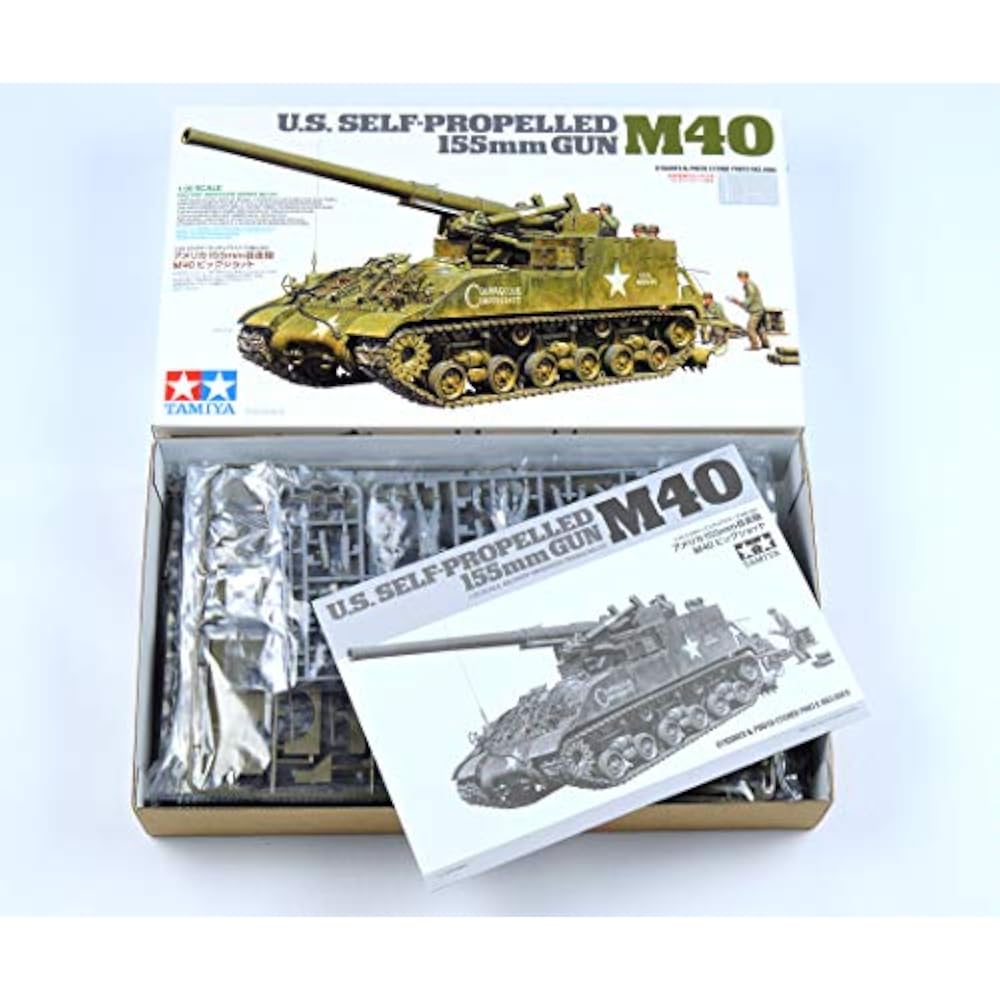 Tamiya 1/35 Military Miniature Series No. 351 US Army 155mm M40 Self-Propelled Gun Big Shot Plast...
