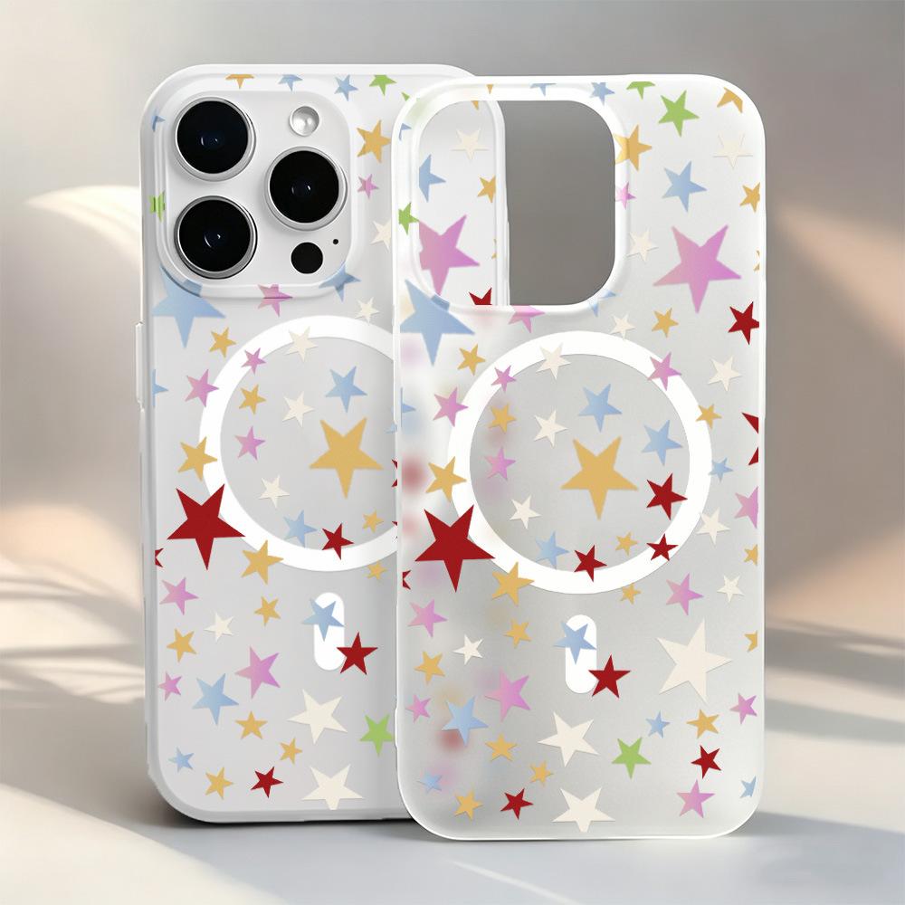 Colorful big stars for Apple 17promax/16 /15 magnetic matte mobile phone case personality 14 simple