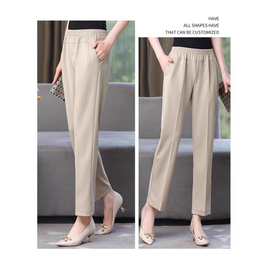 High Waist Elastic Summer Pants for Middle-Aged and Elderly Women - Loose Fit, Large Size