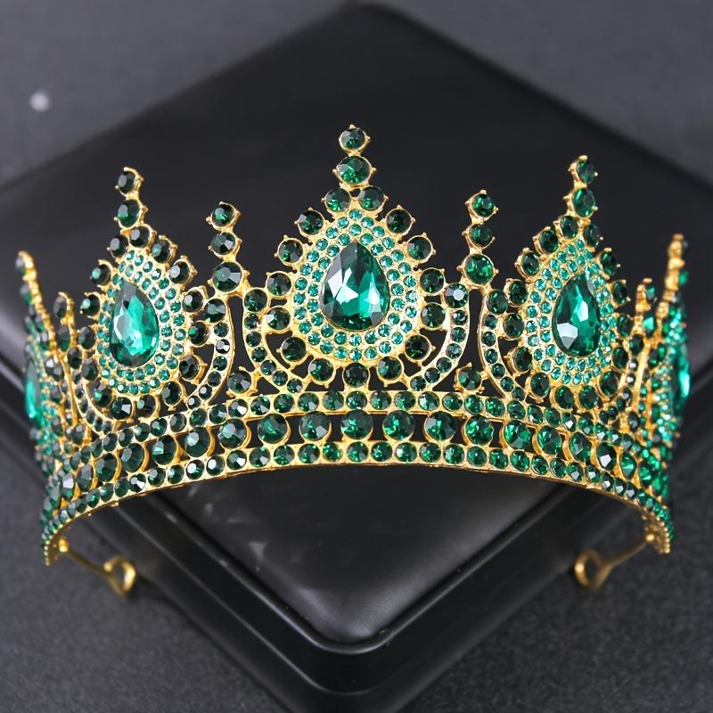 Grüne Kristall Diademe und Kronen Stirnband für Damen Party Strass Krone Braut Hochzeit Haar Accessoires Schmuck Krone Diadem