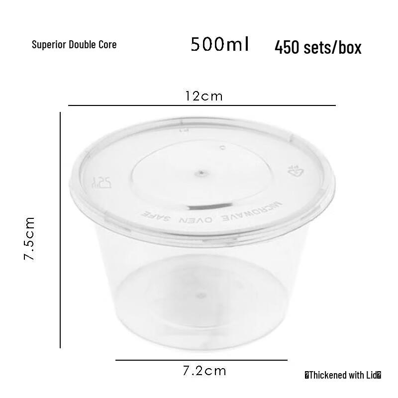 SPSR Disposable Round Transparent Takeaway Soup Bowls with Lids