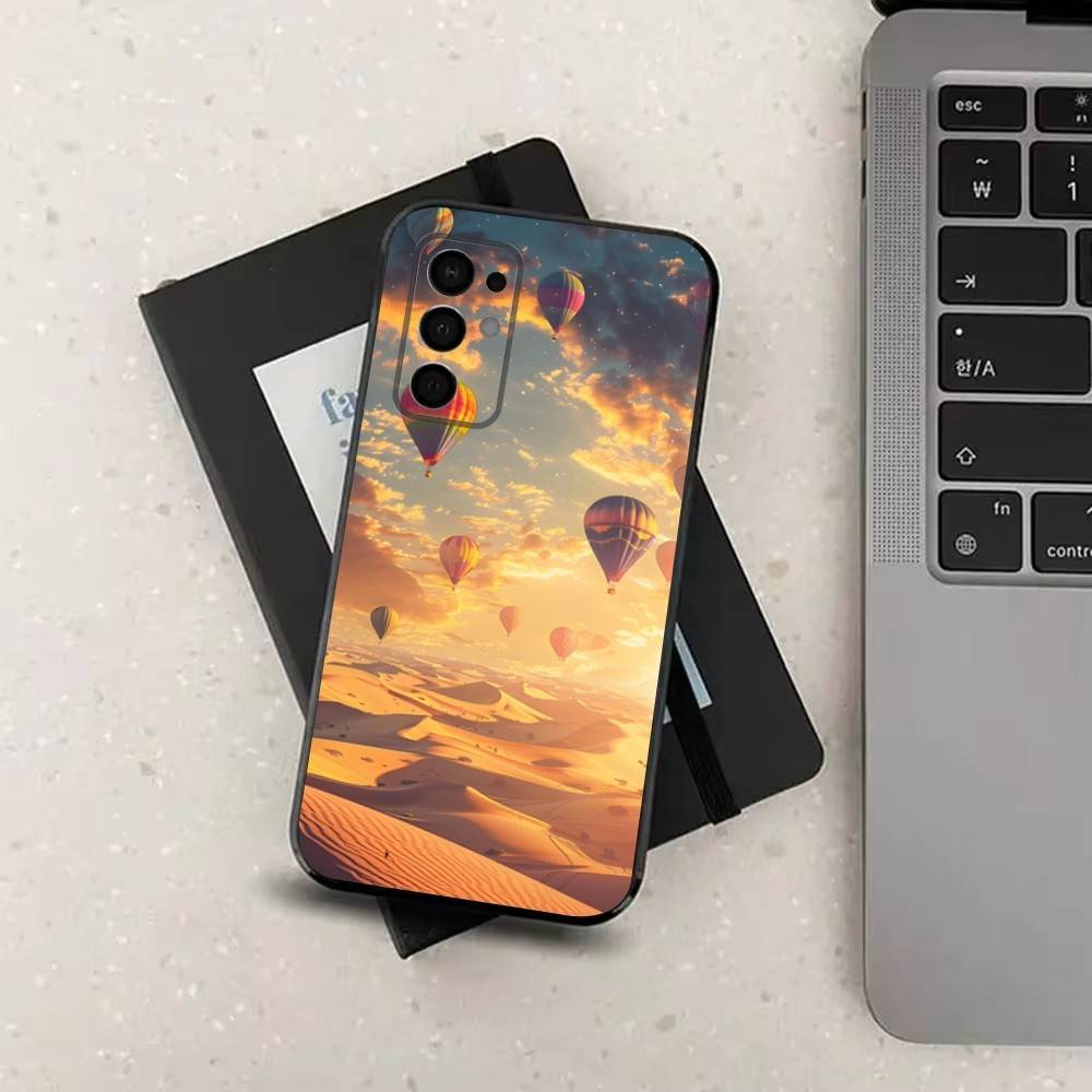 Cute Hot Air Balloon For Samsung Galaxy A73,J7,22,Note,72,41,31,8,9,52,71,53,32,Soft Black Silicone Cover Case