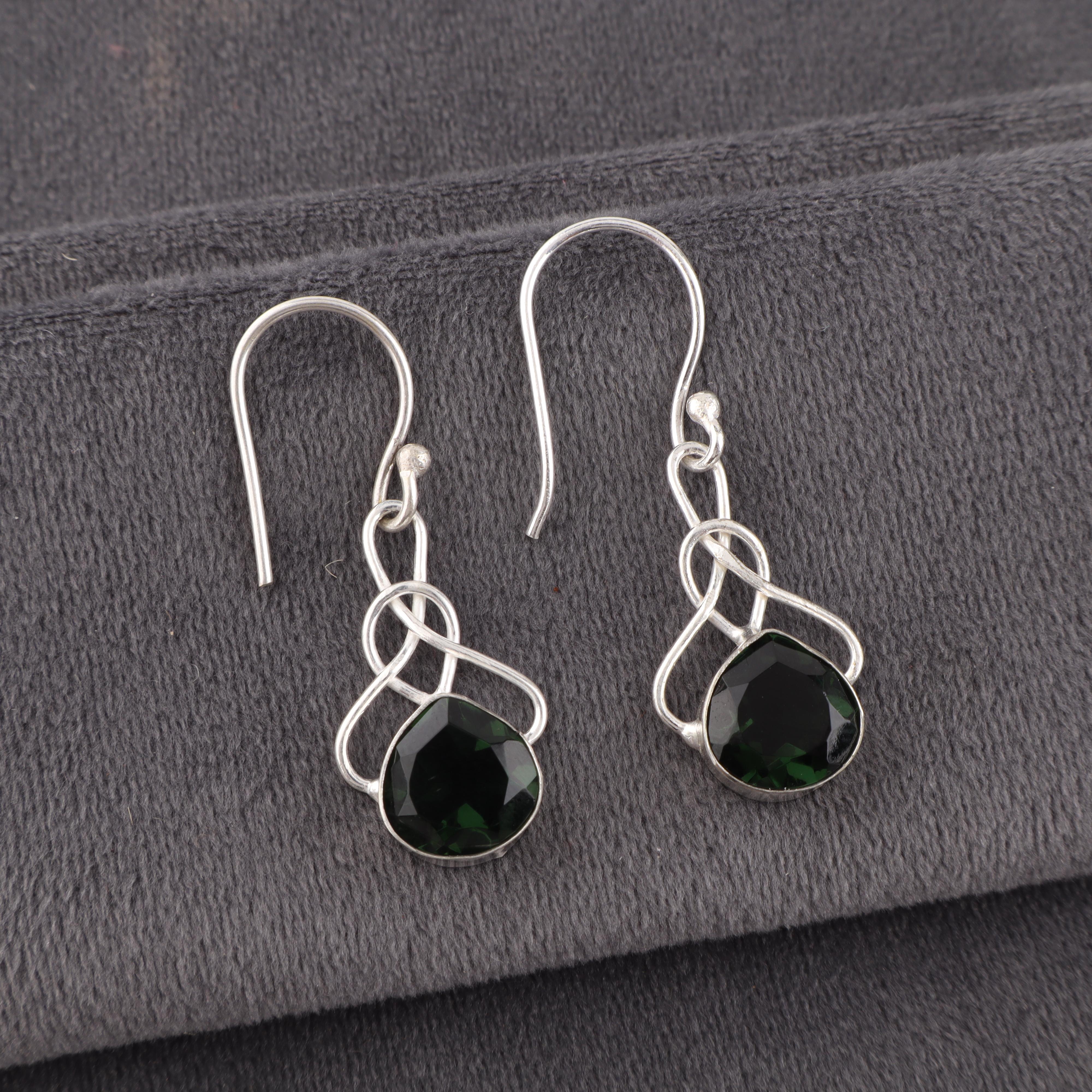 

Серьги из зеленого турмалина ручной работы, ювелирные изделия из серебра 925 пробы, серьги для подарка на помолвку 1.50 Inches зелёный