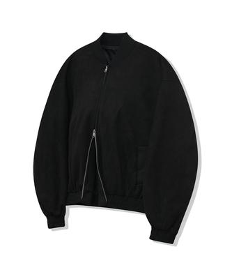 Standarderror 87-Stan059 Minimal Two-Way Suede Blouson Jacket Black