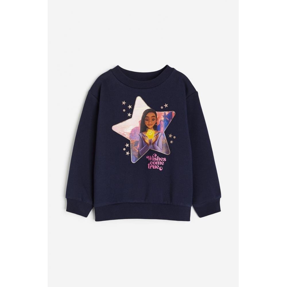 

Толстовка с принтом HM темно-синяя с желанием