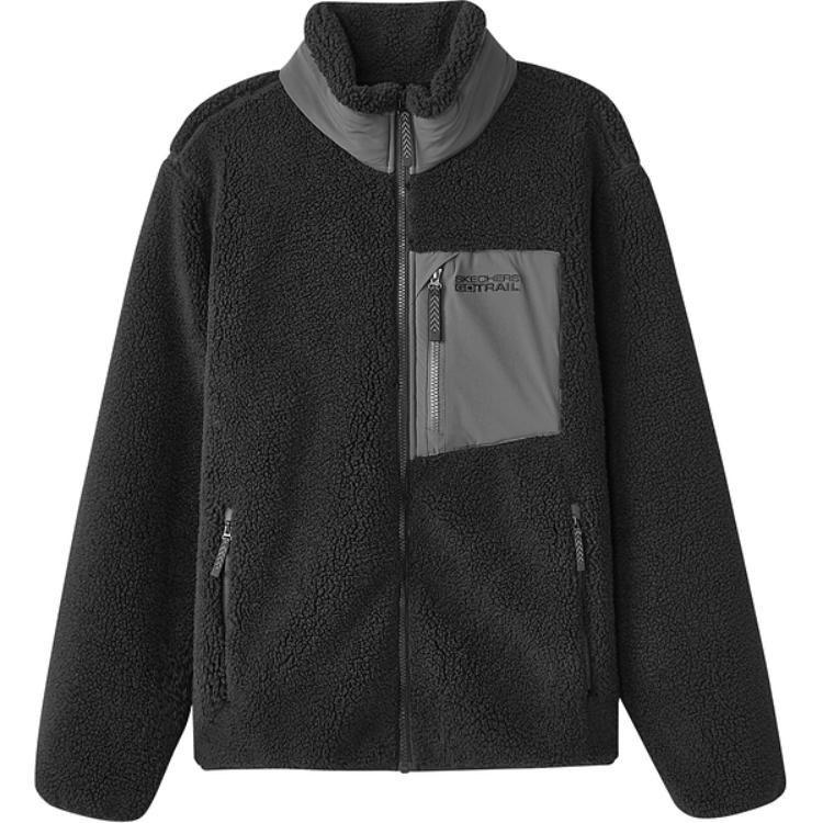 Skechers Fashionable Comfortable Soft Versatile Stand Collar Fleece Jacket Unisex Outerwear Carbon-Black L424U042-0018 S