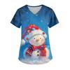 Ladies' Christmas Printed Fashionable V-neck Pocket Short Sleeved  Uniform And Caregiver Top