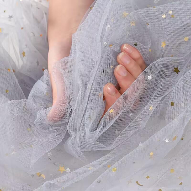 

Glitter Tulle Mesh Fabric Gold Sequins Sheer Star Gauze Party Dress material Nail Pography Background Bridal Wedding Shoulder