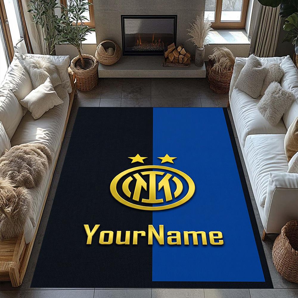 Inter Milan Personalized Text Area Rug Perfect for Dining Room Entryway Bedrooms Hallway Antislip Carpet Decorate Offices
