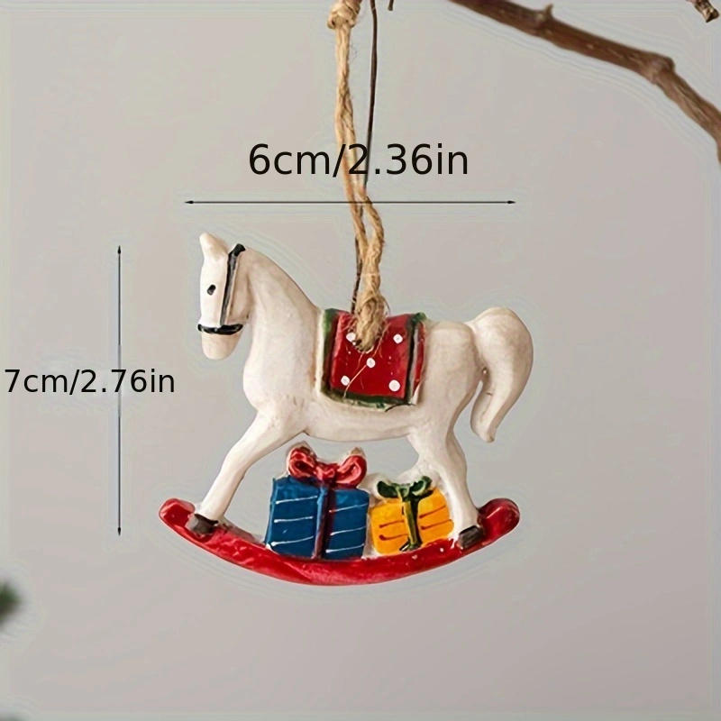 Creative Christmas Resin Horse Hanging Pendant Rustic Christmas Tree Decoration Ornaments Home Decor
