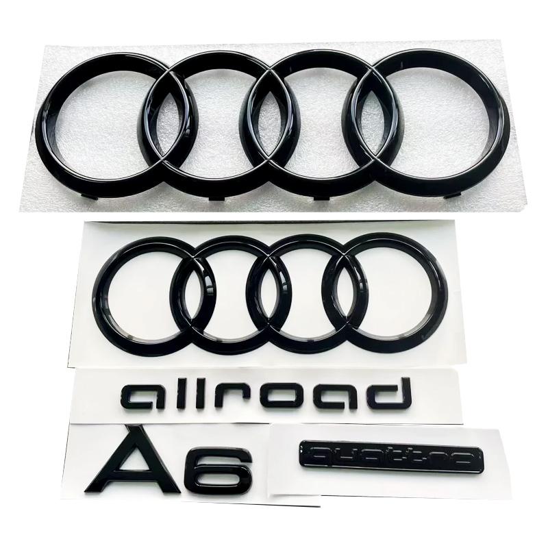 For 4GUFH A6 2020-2023 2012-2017 4 Rings logo ABS Car Hood Front Bonnet Grill Rear Trunk Emblem Sticker Quattro Allroad Sticker