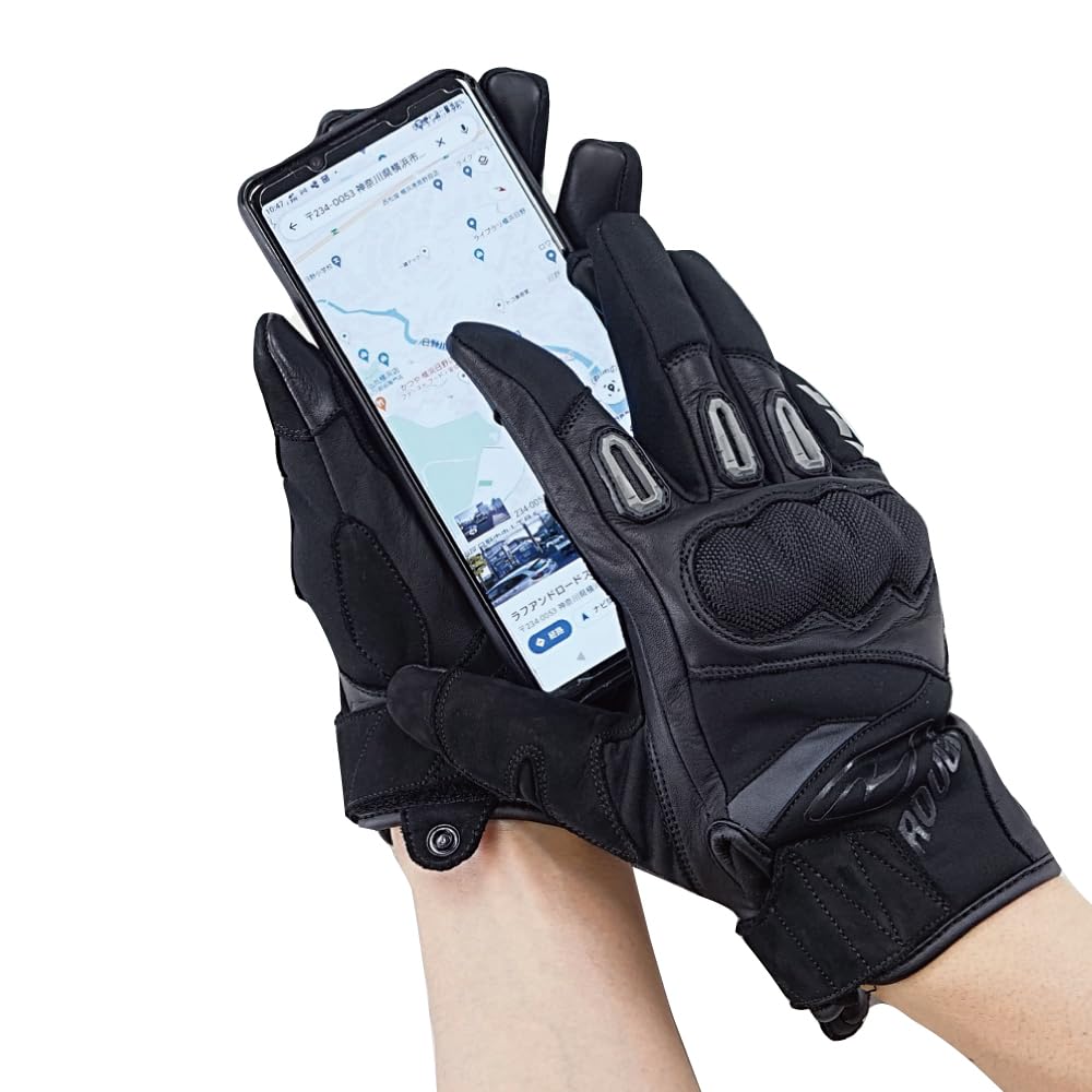 ROUGH&ROAD Motorcycle Wind Guard Protection Gloves, Black, Size L, RR8659BK3