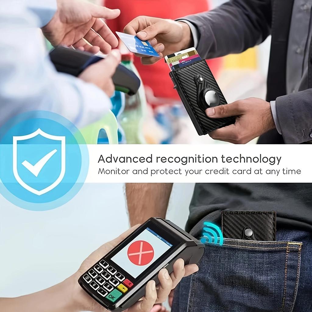 RFID Carbon Fiber Magnetic Wallet Men's Card Holder Slim Wallet Leather Wallet For Apple Air Tag Wallet - The Ideal Gift for Men