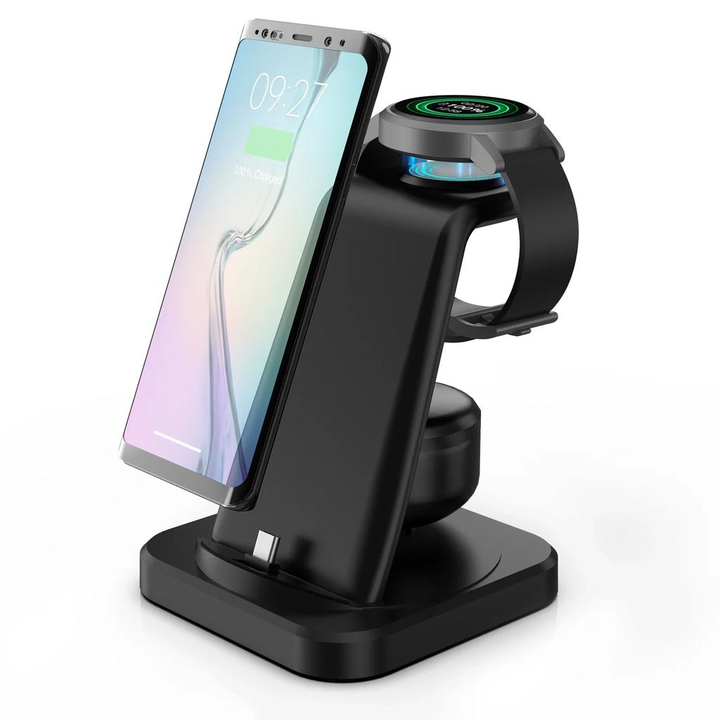 4 In 1 Fast Wireless Charger Wireless Charging Station for Samsung Galaxy Charger With Alarm Clock Watch 6 5 Pro S24 S23 S22 S21