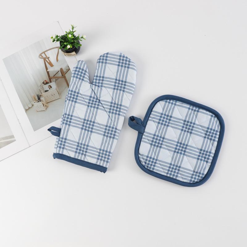 Pastoral Style Cotton Heat-Resistant Oven Mitts - Anti-Scald Kitchen Baking Gloves