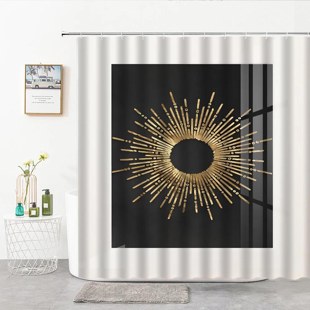 

Китайские ретро-занавески для душа, геометрия, складной веер, абстрактная напечатанная занавеска для ванной комнаты, полиэстеровая ткань, занавеска для декора ванной W90xH180cm