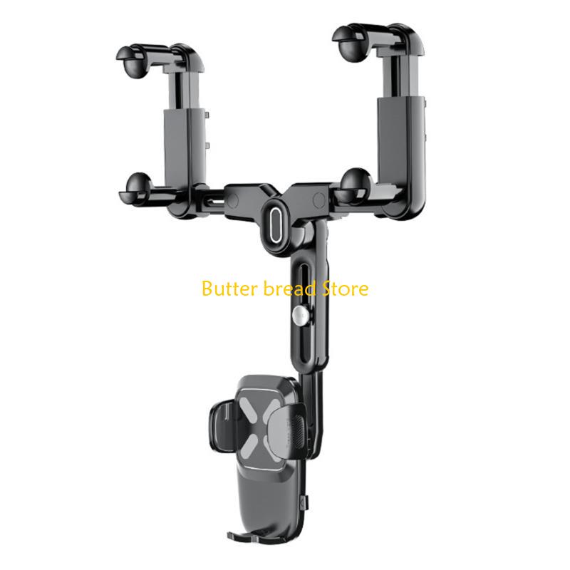

W89C Retractable Cell-Phone Holder Rotatable Car Stand Rear View Mirror Mount Bracket