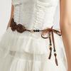 Beads Flower Shape Faux Leather Waist Belt For Dress Accessories Gift Fashion