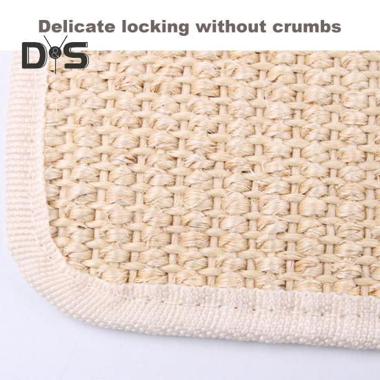 Cat Scratcher Mat Natural Sisal Scratching Mat with Plush Ball Furniture Protector Anti-Slip Walls Floors Cat Scratcher Pad Rug