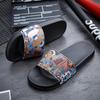 Couples casual oil painting wind slippers summer soft-sole non-slip outdoor beach shoes fashion men and women's walking sandals