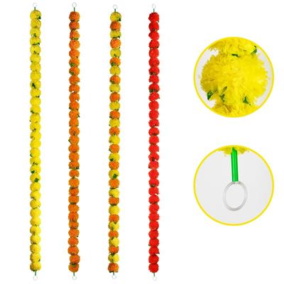 1pcs Diwali Marigold Flowers Garland 150cm Plastic Strands for Day of Dead Altar Halloween Party Decor Memorial To The Dead