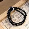 Black Unisex Elegant Beaded Double Circle Bracelet Trendy Retro Jewelry Artistic