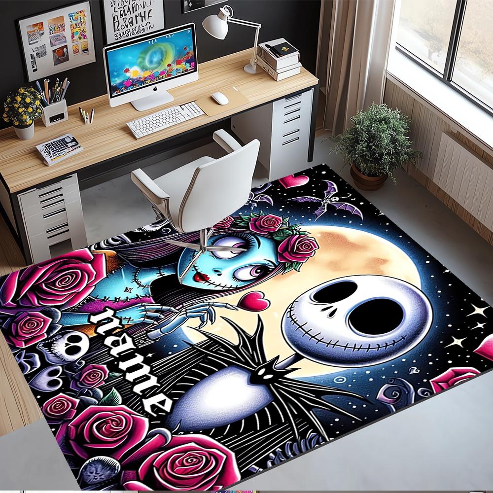 Custom Name The Nightmare Before Christmas Printed Carpet,Rug for Office Chair Living Room Bedroom Kitchen Room Decor Gifts.