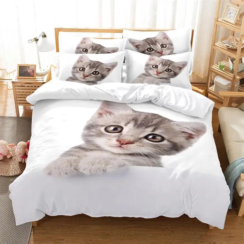 

High Quality White Bedding Set Queen Size Cartoon Bed Set 2Pcs 3Pcs Super Warm Winter Teen Girl Bedding Set Pet Cat, Cartoon Dog EU single(135x200cm)
