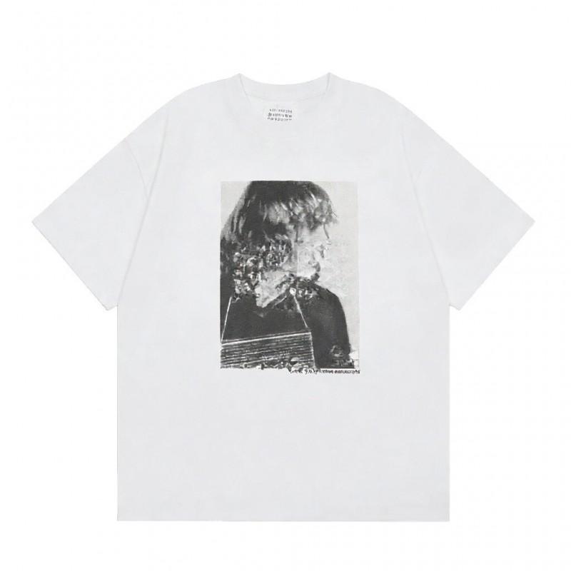 Digital Print MM6 Cotton T-Shirt Men Women Short Sleeve Casual Top 230g