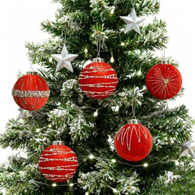 12Pcs Velvet Christmas Ball Ornaments Flocked Xmas Balls Shatterproof Plastic Balls