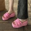 Designer Women Slippers Summer Casual Platform Sandal Fashion Wedge Heel Slippers Summer Open-toe Beach Slippers Chaussons Femme