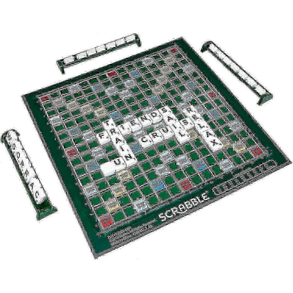 Large Scrabble Game with Rotating Wooden Board, Classic Word Game for Family Game Night, Party Board Game