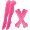 Y2K Women Girls Over Knee Long Stripe Printed Thigh High Cotton Socks Arm Sleeve Gloves 1 Set Overknee Socks Long Gloves 2024