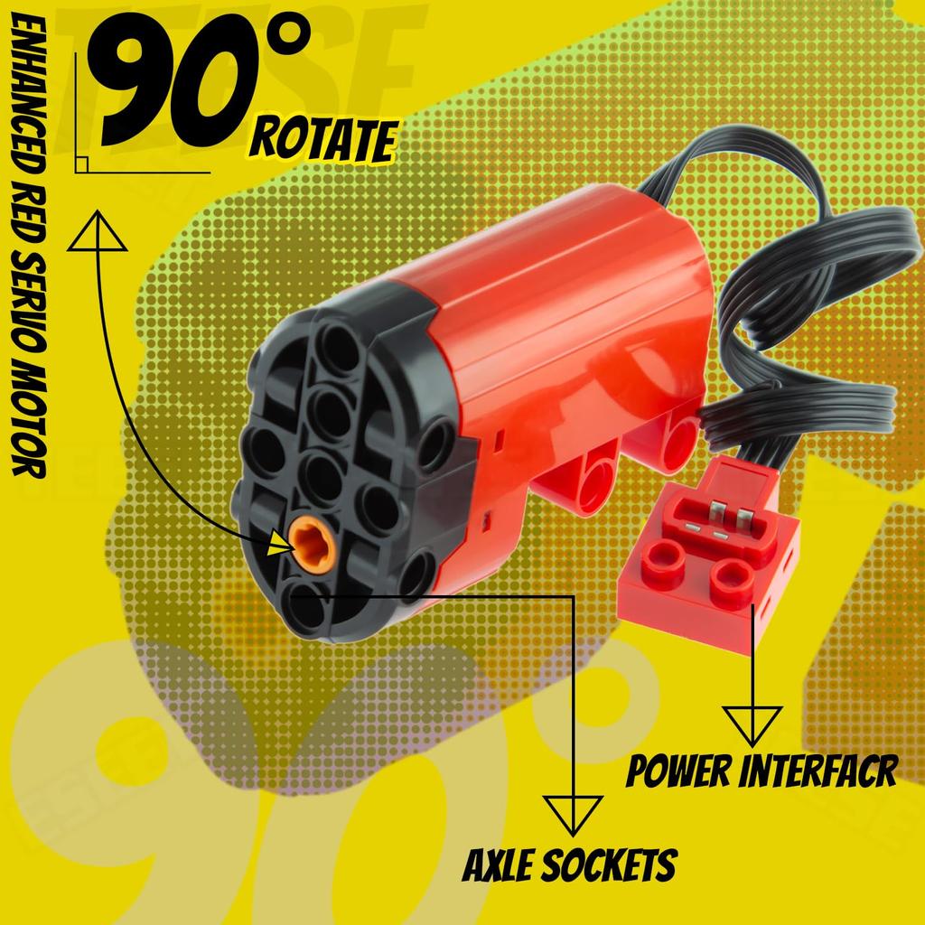 TEESE 46-Piece Technic Motor Set with Red Burst Monster Motor and Remote Box Extension Cable, Compatible with LEGO Technic Parts