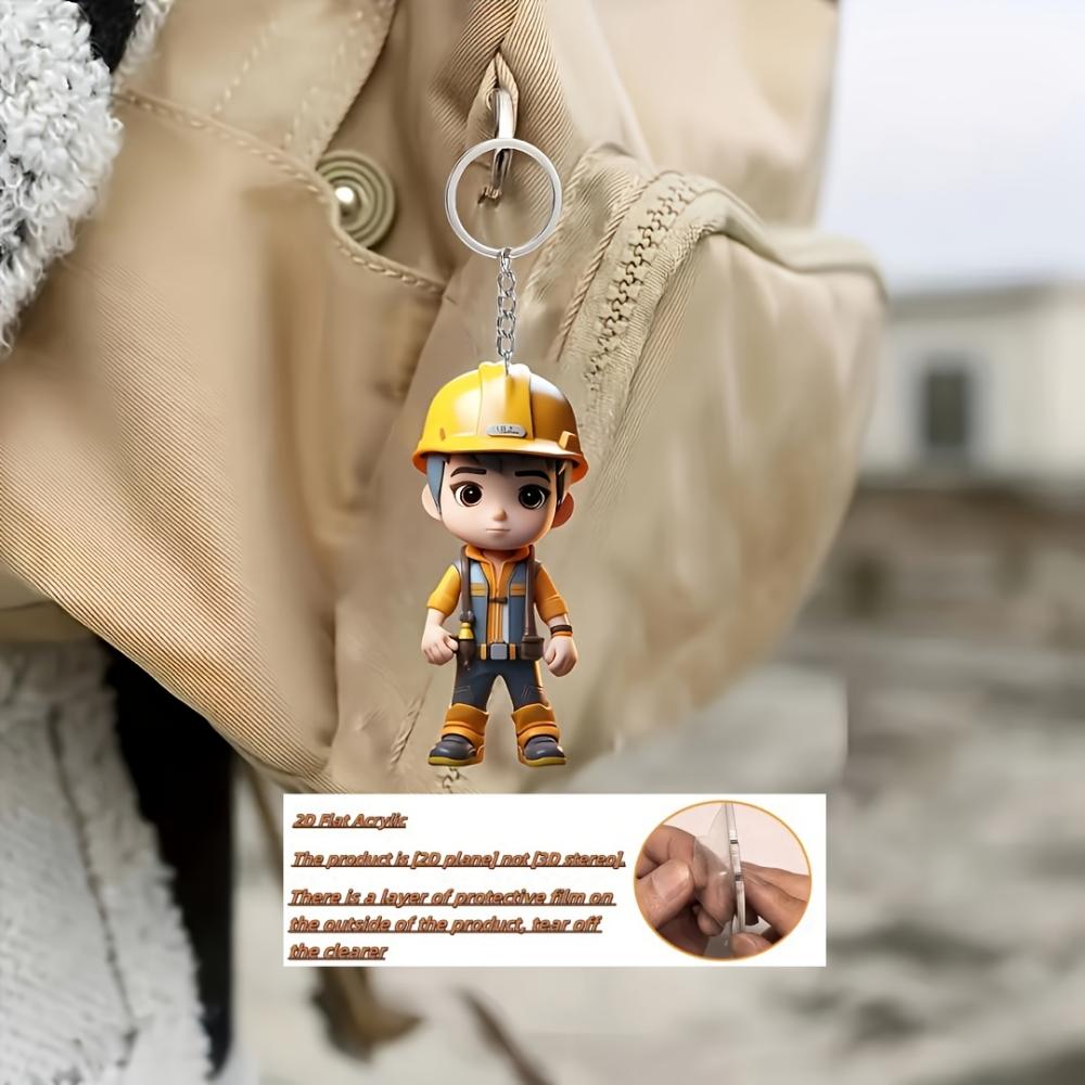 Cute Engineer, 2D Flat Acrylic, Pendant, Suitable for Backpack, Keychain, Gifts, Christmas, Halloween