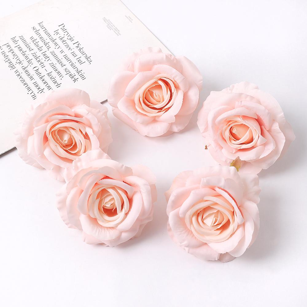 2/5Pcs 10cm Artificial Rose Silk Flower Heads Simulated Flower Home Room Decoration Wedding Decoration DIY Wreath Accessories