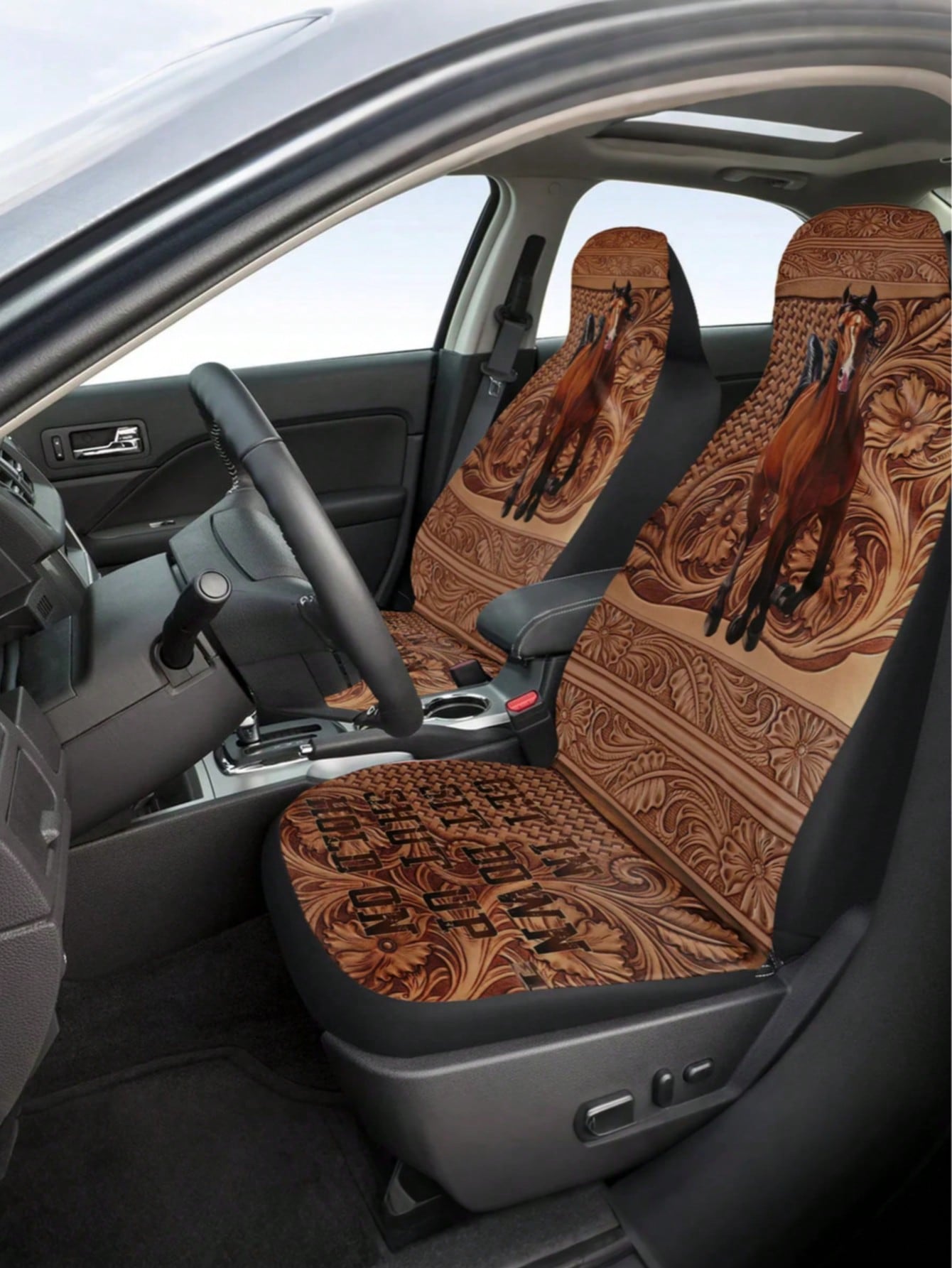 

1PC Galloping Horse Embossed Car Seat Cover – All-Season Universal Fit for Most Vehicles, a Practical Car Interior Accessory