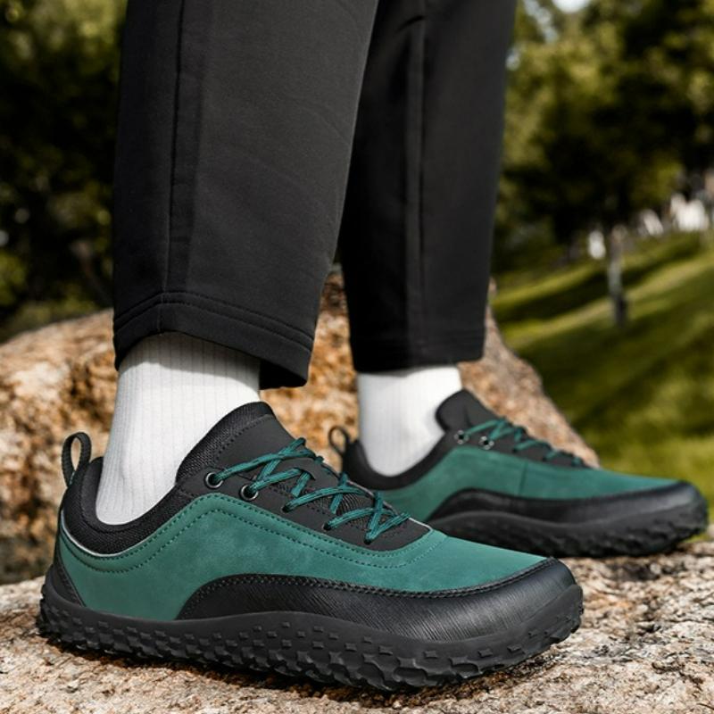 Men's Sneakers Wide Toe Barefoot Shoes Unisex Outdoor Lace-up Casual Shoes Plus Size Hiking Shoe Breathable Leather Men Shoes