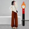 Pantalones de chándal grises de pierna ancha de cintura alta adelgazantes estilo americano para mujer - Primavera Engrosados con Felpa Ajuste Petite