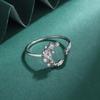 Creative Star Moon Round Full Diamond Couple Ring For Women U Shape Original Genuine Sterling Silver Valentine  Day Gift Jewelry