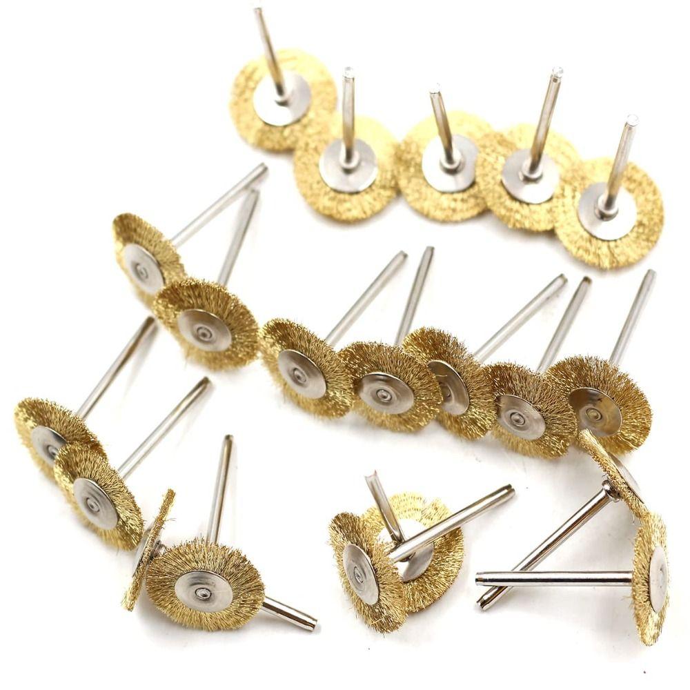 20pcs Brass Wire Wheel Brushes 3*25mm Polish Clean Tools Rotary Tool Brass Wheel Wire Brush  Rust