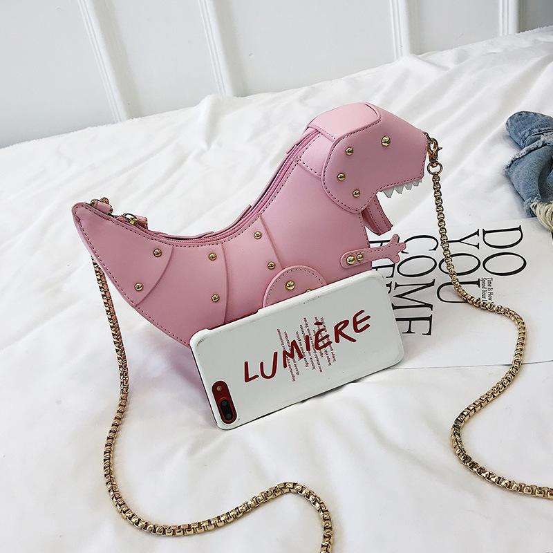 Personalized Bag Women's 2025 New Cartoon Cute Trendy Dinosaur Shape Rivet Decoration Shoulder Crossbody Creative Small Bag