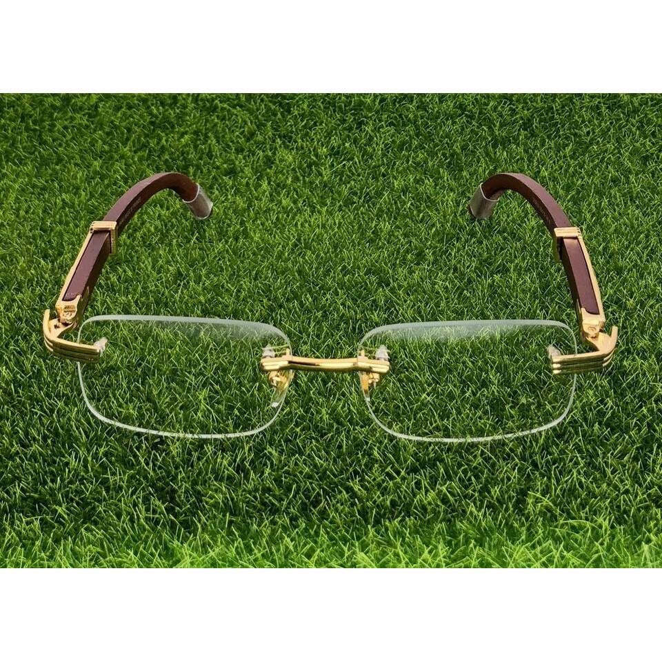 RSINC Rimless WOOD frame/eyeglass/Spectacle, Golden Brown 55-18-140 JL186306162779